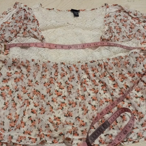 Torrid Lace Inset Chiffon Ivory Blouse - Picture 11 of 13